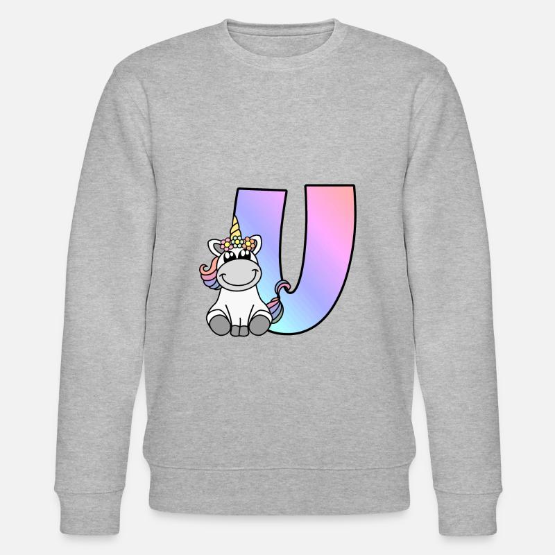 Einhorn Buchstabe U - Stanley/Stella Unisex Bio-Sweatshirt CHANGER  - Grau meliert
