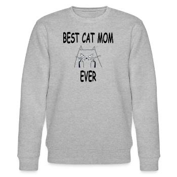Katzen Shirt-Beste Katzen Mama Shirt - Stanley/Stella Unisex Bio-Sweatshirt CHANGER  - Grau meliert - Vorne - Nik (191cm) & Marisol (170cm)