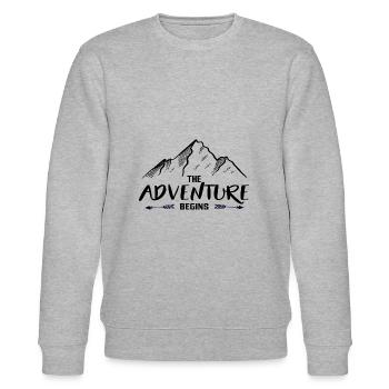the adventure begins - Stanley/Stella CHANGER Unisex Organic Sweatshirt - heather grey - Front - Nik (191cm) & Marisol (170cm)