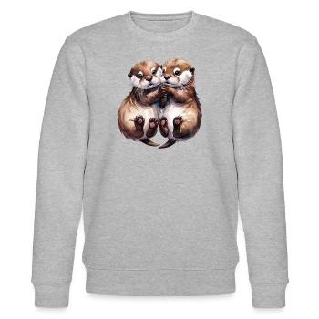Cuddling Otters - Stanley/Stella CHANGER Unisex Organic Sweatshirt - heather grey - Front - Nik (191cm) & Marisol (170cm)