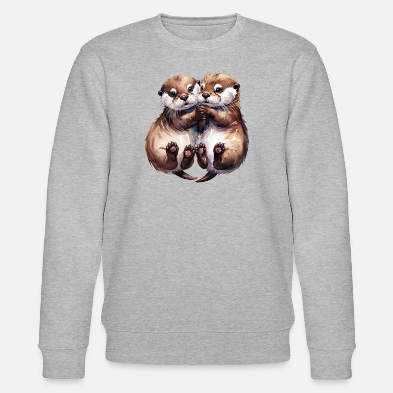 Kuschelnde Otter - Stanley/Stella Unisex Bio-Sweatshirt CHANGER  - Grau meliert