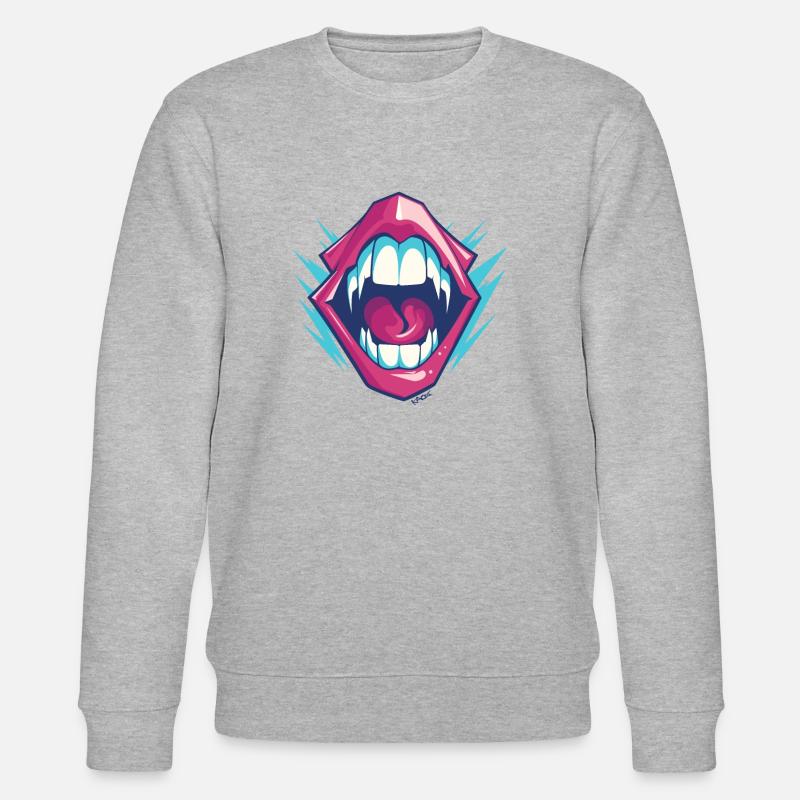 Vampire dentition with sharp teeth - Stanley/Stella CHANGER Unisex Organic Sweatshirt - heather grey