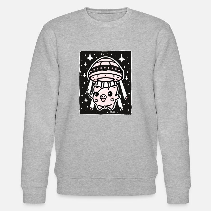 Enlèvement extraterrestre d’un cochon mignon - Sweat bio CHANGER Stanley/Stella Unisexe - gris chiné