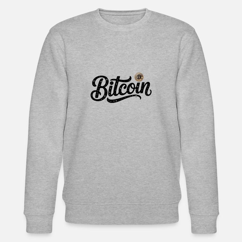 Bitcoin Logo - Crypto Coding Sticker - Stanley/Stella CHANGER Unisex Organic Sweatshirt - heather grey