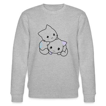 Katzen süß - Stanley/Stella Unisex Bio-Sweatshirt CHANGER  - Grau meliert - Vorne - Nik (191cm) & Marisol (170cm)