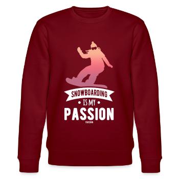 Snowboarding Is My Passion - Stanley/Stella Unisex Bio-Sweatshirt CHANGER  - Burgunderrot - Vorne - Nik (191cm) & Marisol (170cm)