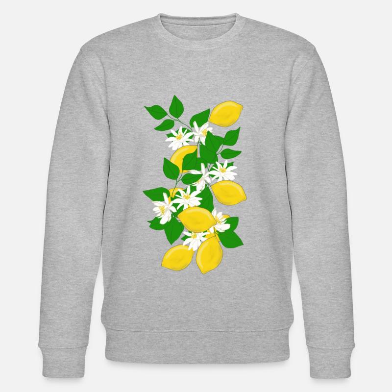 Citrons, branches, fleurs - Sweat bio CHANGER Stanley/Stella Unisexe - gris chiné