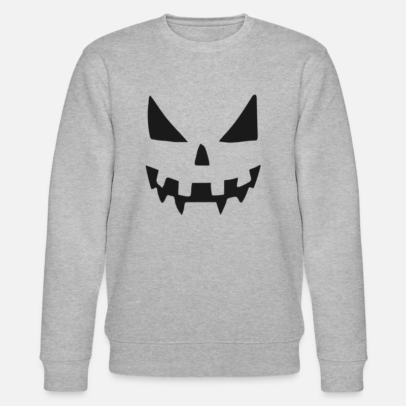 Visage de citrouille maléfique - Sweat bio CHANGER Stanley/Stella Unisexe - gris chiné