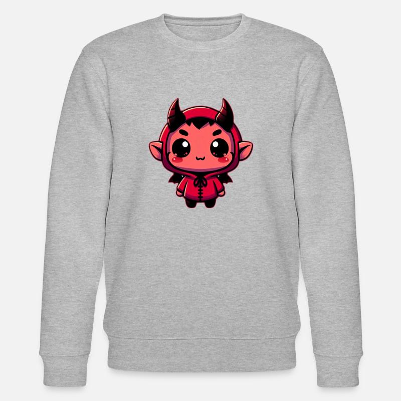 Chibi Red Devil - Stanley/Stella CHANGER Unisex Organic Sweatshirt - heather grey