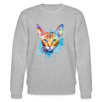 Eine farbenfrohe Siamkatze - Stanley/Stella Unisex Bio-Sweatshirt CHANGER  - Grau meliert - Vorne - Nik (191cm) & Marisol (170cm)