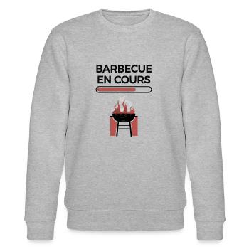 Barbecue en cours cadeau grillade humour - Sweat bio CHANGER Stanley/Stella Unisexe - gris chiné - Devant - Nik (191cm) & Marisol (170cm)