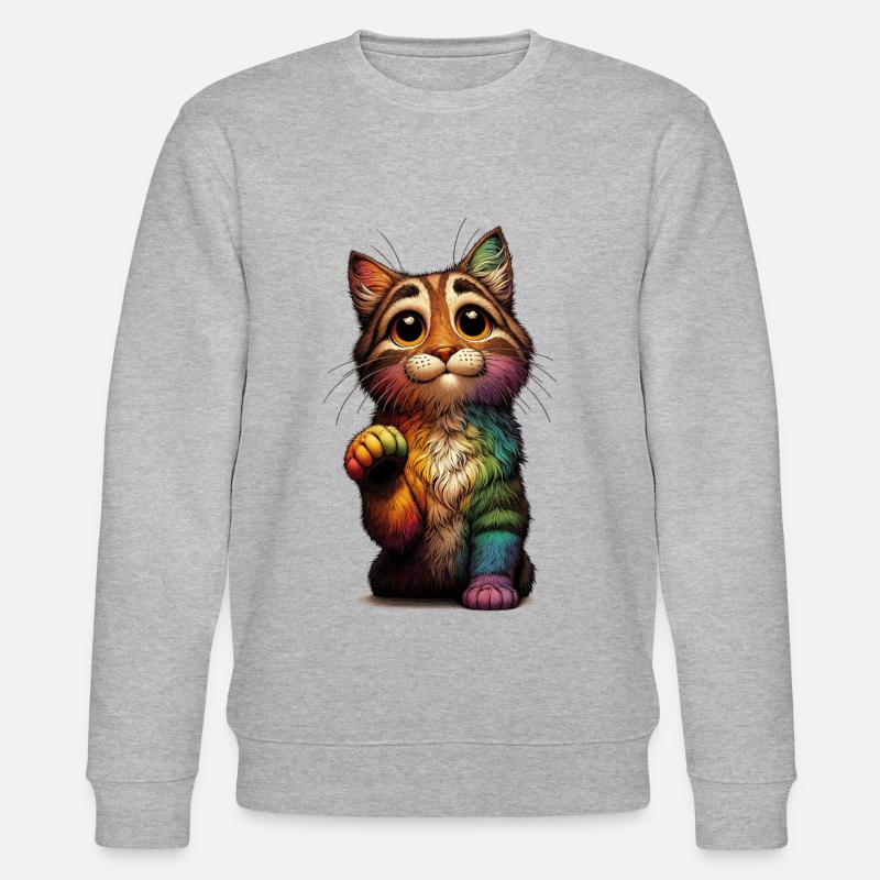 Bettelnder Regenbogen Kater - Stanley/Stella Unisex Bio-Sweatshirt CHANGER  - Grau meliert