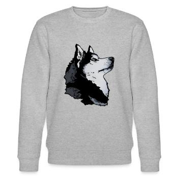 Husky Kopf - Stanley/Stella Unisex Bio-Sweatshirt CHANGER  - Grau meliert - Vorne - Nik (191cm) & Marisol (170cm)