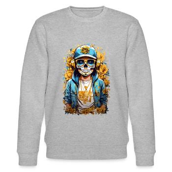 Goldene Zucker Schädel - Stanley/Stella Unisex Bio-Sweatshirt CHANGER  - Grau meliert - Vorne - Nik (191cm) & Marisol (170cm)