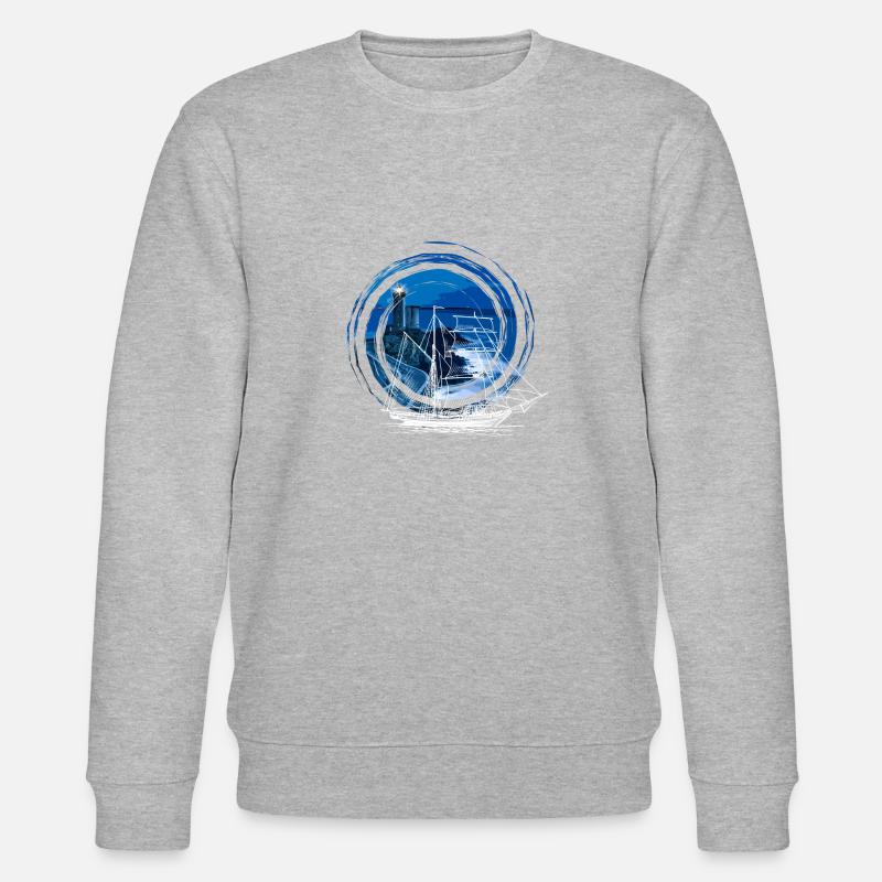 Schiff vor einem Leuchtturm - Stanley/Stella Unisex Bio-Sweatshirt CHANGER  - Grau meliert