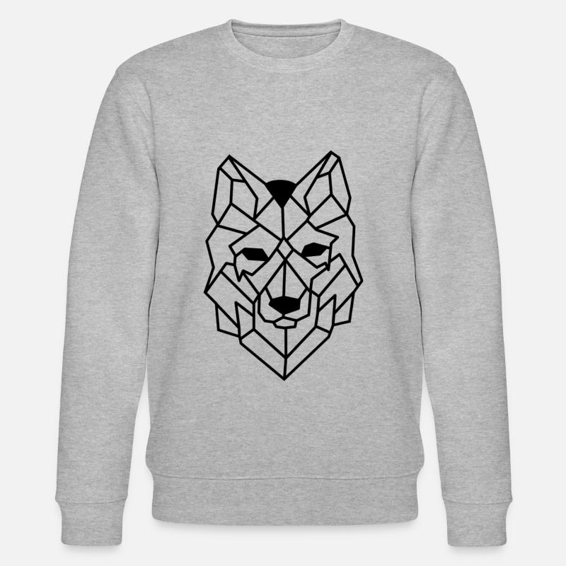 Wolf Hund Geometrisch - Stanley/Stella Unisex Bio-Sweatshirt CHANGER  - Grau meliert