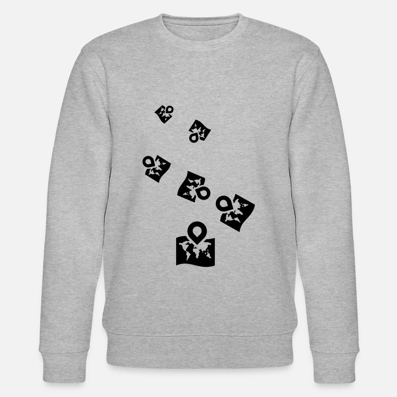 World map icon icon - Stanley/Stella CHANGER Unisex Organic Sweatshirt - heather grey