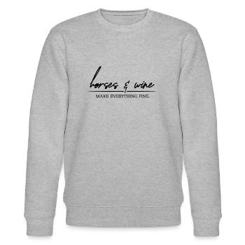 Horses and Wine make everything fine Pferde Spruch - Stanley/Stella CHANGER Unisex Organic Sweatshirt - heather grey - Front - Nik (191cm) & Marisol (170cm)