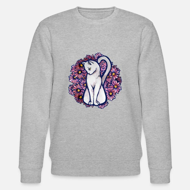 Chat de marguerite de fleur - Sweat bio CHANGER Stanley/Stella Unisexe - gris chiné