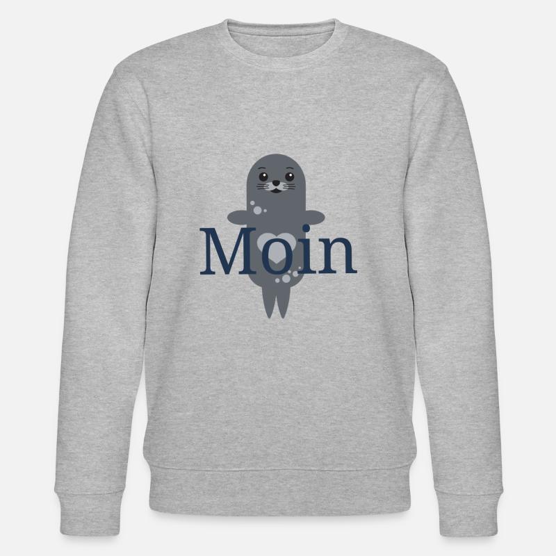 süße Robbe Moin - Stanley/Stella Unisex Bio-Sweatshirt CHANGER  - Grau meliert