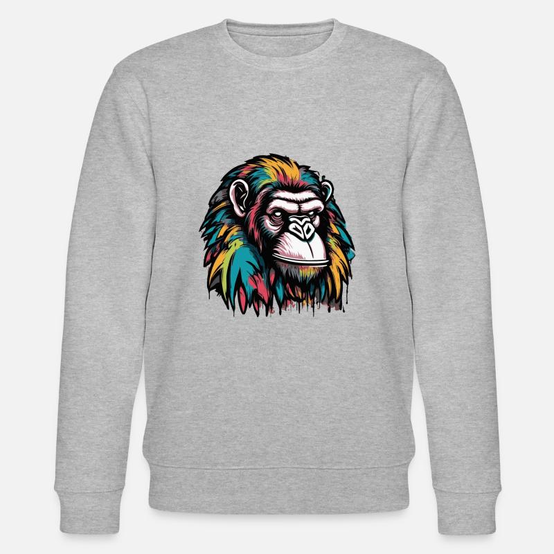 Affen Kopf Graffiti - Stanley/Stella Unisex Bio-Sweatshirt CHANGER  - Grau meliert