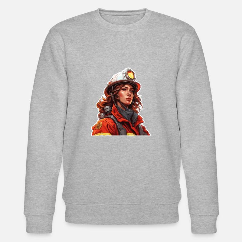 Firefighter / Fire / Fire / Extinguish / Heroine - Stanley/Stella CHANGER Unisex Organic Sweatshirt - heather grey