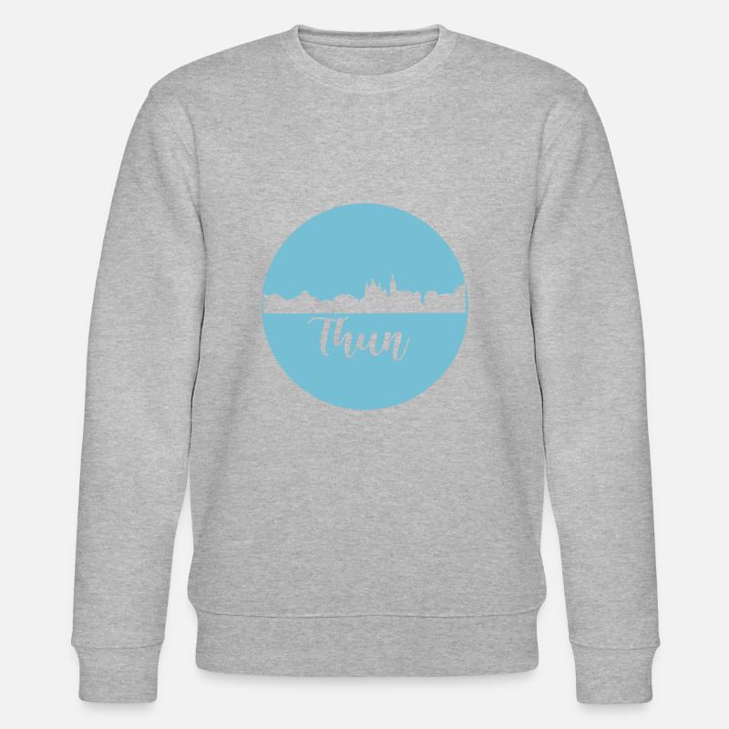 thun,skyline,graffiti, coupe à ciseaux,bleu,suisse - Sweat bio CHANGER Stanley/Stella Unisexe - gris chiné