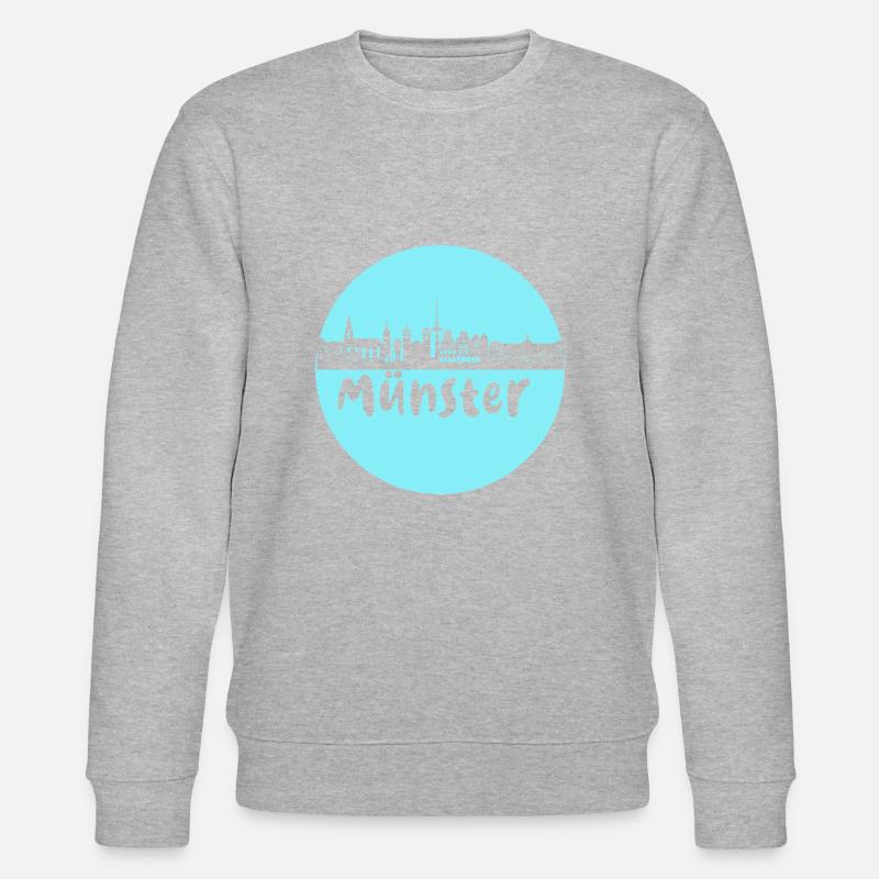 Münster, circle, skyline, silhouette, blue - Stanley/Stella CHANGER Unisex Organic Sweatshirt - heather grey