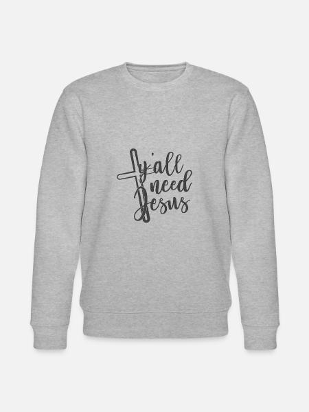 Christian Design Y'all Need Jesus - Stanley/Stella CHANGER Unisex Organic Sweatshirt - heather grey