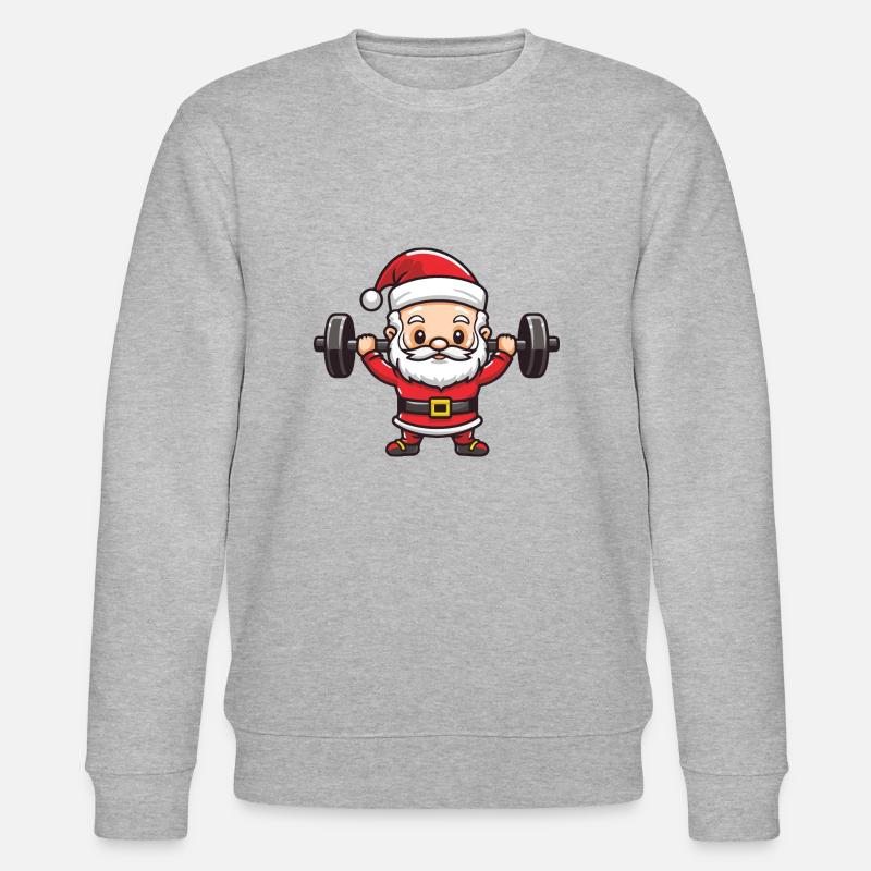 Père Noël haltères gym Noël - Sweat bio CHANGER Stanley/Stella Unisexe - gris chiné