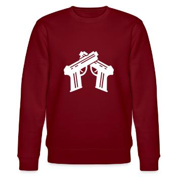 Pistole Symbol - Stanley/Stella Unisex Bio-Sweatshirt CHANGER  - Burgunderrot - Vorne - Nik (191cm) & Marisol (170cm)
