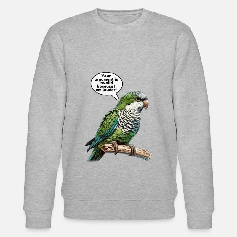 Perroquet Quaker Moine Perruche - Sweat bio CHANGER Stanley/Stella Unisexe - gris chiné