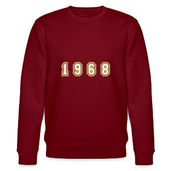 1968 Jahr Zahl - Stanley/Stella Unisex Bio-Sweatshirt CHANGER  - Burgunderrot - Vorne - Nik (191cm) & Marisol (170cm)