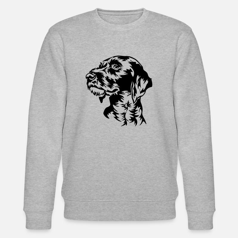German Wirehaired Pointer head - Stanley/Stella CHANGER Unisex Organic Sweatshirt - heather grey