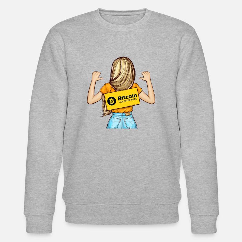 Bitcoin Akzeptierend Here - Stanley/Stella Unisex Bio-Sweatshirt CHANGER  - Grau meliert