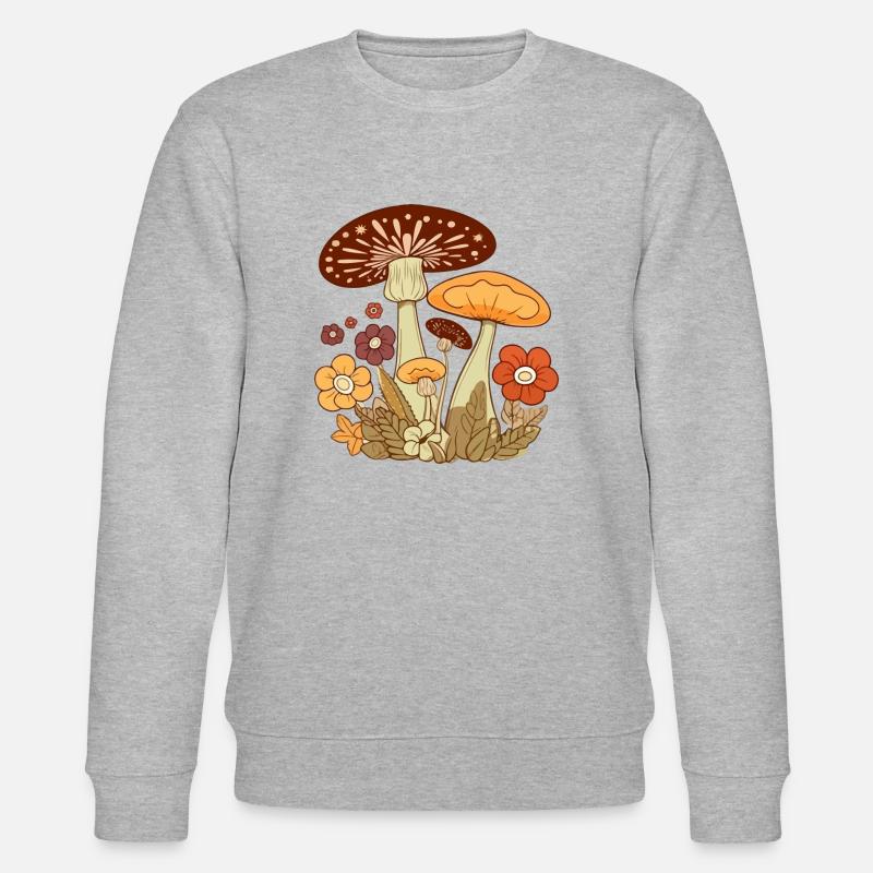 Champignons et fleurs 3 - Sweat bio CHANGER Stanley/Stella Unisexe - gris chiné