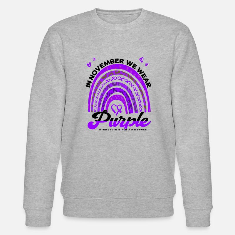 Frühgeburtsbewusstes Lila Schleife - Stanley/Stella Unisex Bio-Sweatshirt CHANGER  - Grau meliert