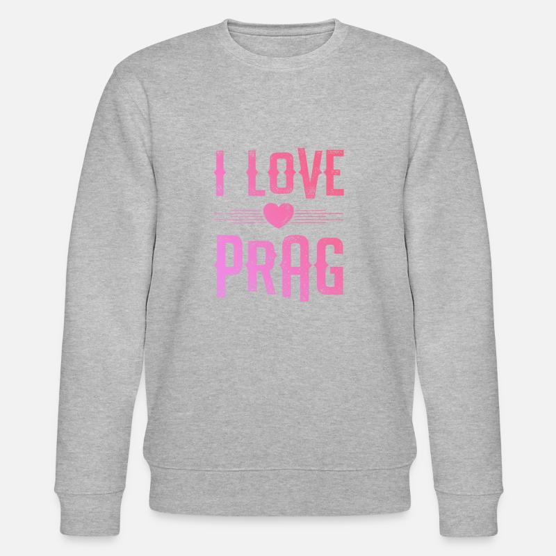 I Love Prag - Stanley/Stella Unisex Bio-Sweatshirt CHANGER  - Grau meliert