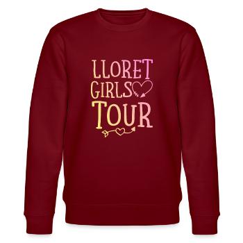 Lloret De Mar Girls Tour - Stanley/Stella Unisex Bio-Sweatshirt CHANGER  - Burgunderrot - Vorne - Nik (191cm) & Marisol (170cm)