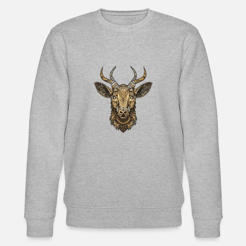 Hirsch Portrait - Stanley/Stella Unisex Bio-Sweatshirt CHANGER  - Grau meliert