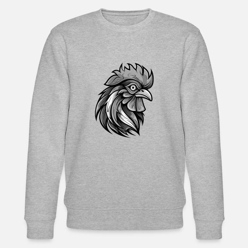 Hahn Kopf Porträt Tier - Stanley/Stella Unisex Bio-Sweatshirt CHANGER - Grau meliert