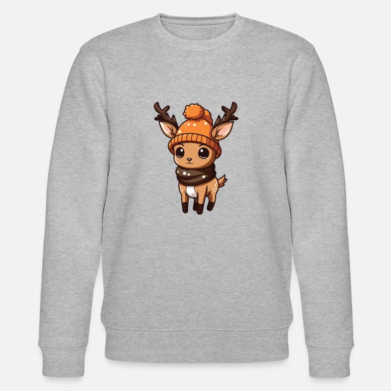 Reh Geweih Winter Comic - Stanley/Stella Unisex Bio-Sweatshirt CHANGER  - Grau meliert