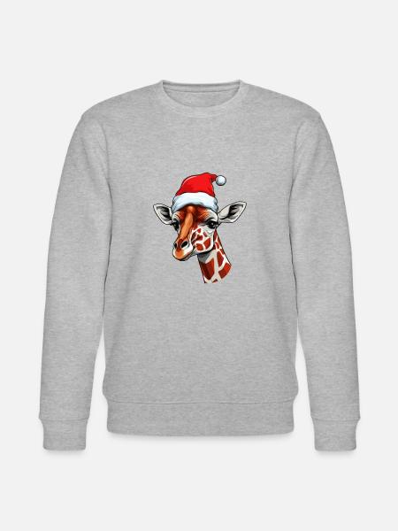 Giraffe Christmas Animal Head - Stanley/Stella CHANGER Unisex Organic Sweatshirt - heather grey