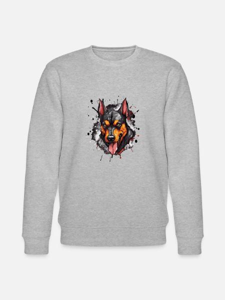 Doberman Head Icon Dog - Stanley/Stella CHANGER Unisex Organic Sweatshirt - heather grey