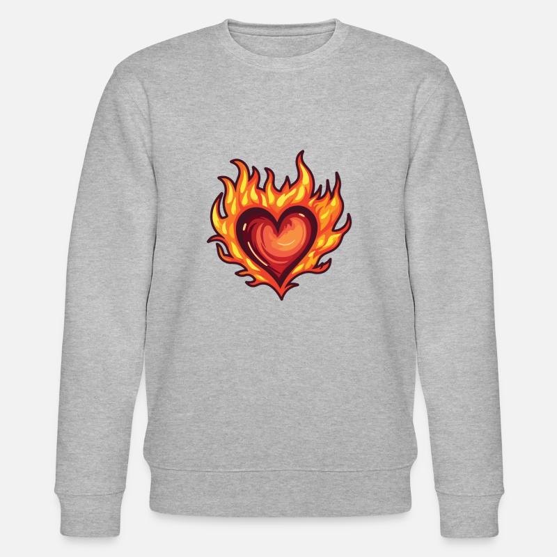 Coeur, Feu, Amour - Sweat bio CHANGER Stanley/Stella Unisexe - gris chiné