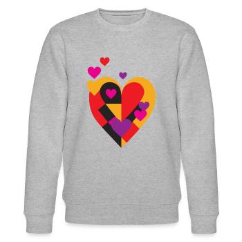 Buntes Herz - Stanley/Stella Unisex Bio-Sweatshirt CHANGER  - Grau meliert - Vorne - Nik (191cm) & Marisol (170cm)