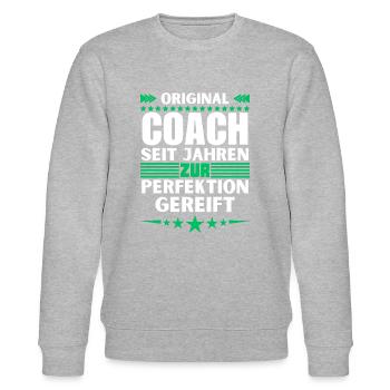 Zur Perfektion gereifter Coach - Stanley/Stella Unisex Bio-Sweatshirt CHANGER  - Grau meliert - Vorne - Nik (191cm) & Marisol (170cm)
