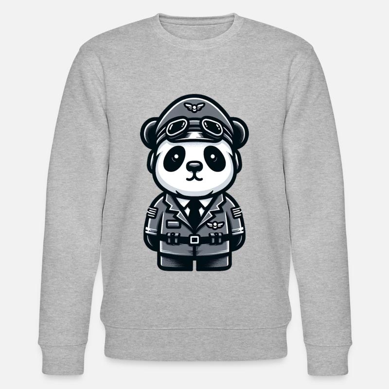 Cute Panda Pilot - Stanley/Stella Unisex Bio-Sweatshirt CHANGER  - Grau meliert