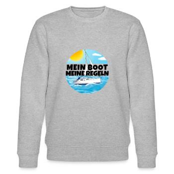 Mein boot meine Regeln Segelboot - Stanley/Stella Unisex Bio-Sweatshirt CHANGER  - Grau meliert - Vorne - Nik (191cm) & Marisol (170cm)