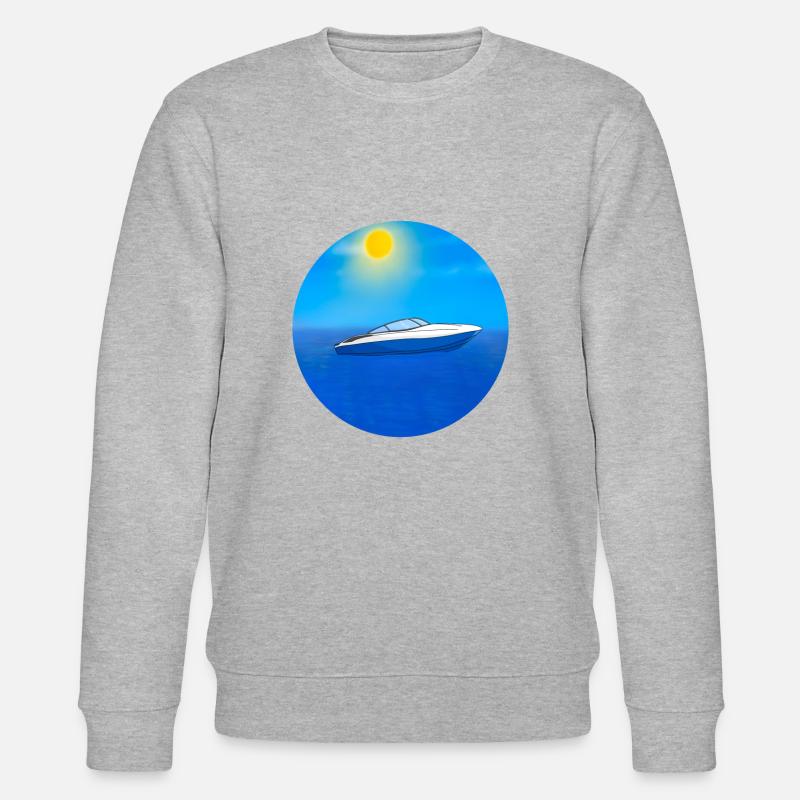 Motorboot im Meer - Stanley/Stella Unisex Bio-Sweatshirt CHANGER  - Grau meliert